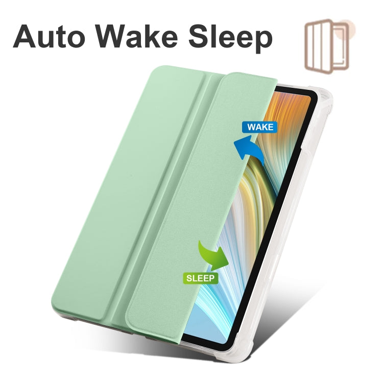 For Honor Pad 8 3-folding Transparent TPU Smart Leather Tablet Case(Matcha Green) - Honor by PMC TechLife | Online Shopping South Africa | PMC TechLife | Buy Now Pay Later Mobicred