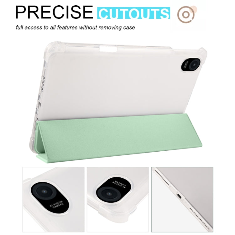 For Honor Pad 8 3-folding Transparent TPU Smart Leather Tablet Case(Matcha Green) - Honor by PMC TechLife | Online Shopping South Africa | PMC TechLife | Buy Now Pay Later Mobicred