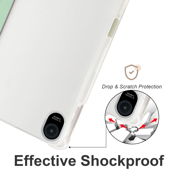 For Honor Pad 8 3-folding Transparent TPU Smart Leather Tablet Case(Matcha Green) - Honor by PMC TechLife | Online Shopping South Africa | PMC TechLife | Buy Now Pay Later Mobicred