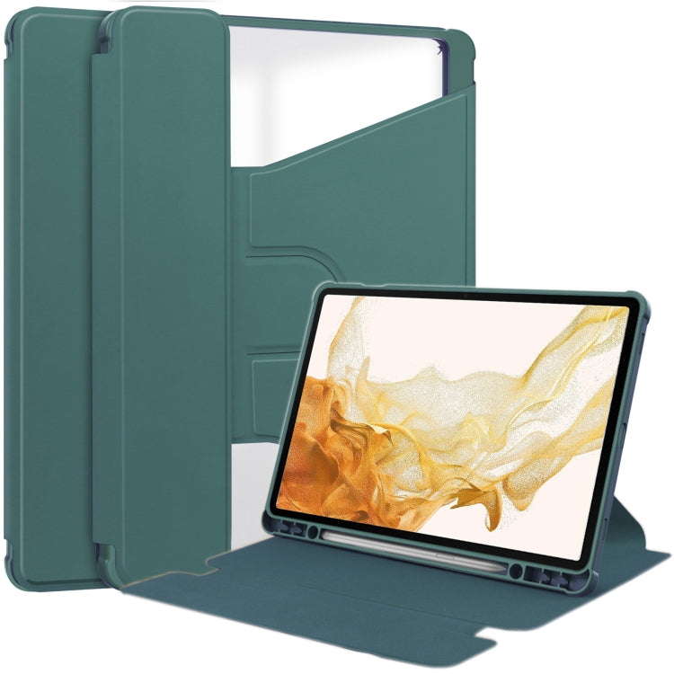 For Samsung Galaxy Tab S9 360 Rotation Transparent Smart Leather Case(Dark Green) - Galaxy Tab S9 Cases by PMC Jewellery | Online Shopping South Africa | PMC Jewellery | Buy Now Pay Later Mobicred