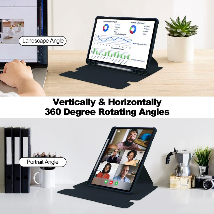 For Samsung Galaxy Tab S9 FE+ / S10+ 360 Rotation Transparent Smart Leather Case(Dark Blue) - free shipping - PMC Jewellery - Order now!