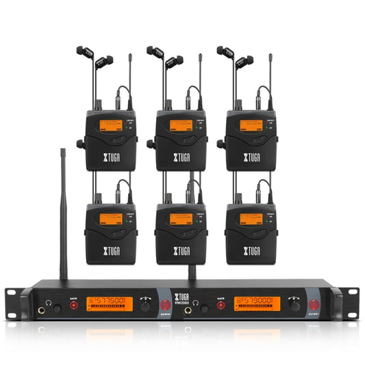 XTUGA RW2080 UHF Wireless Stage Singer In-Ear Monitor System 6 BodyPacks(EU Plug) - Microphone by XTUGA | Online Shopping South Africa | PMC Jewellery | Buy Now Pay Later Mobicred