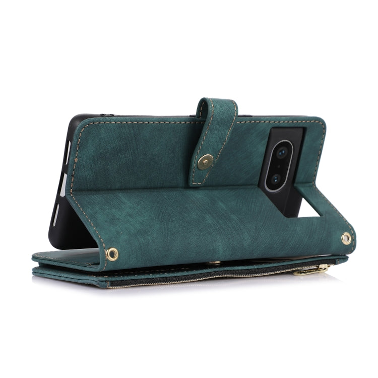 For Google Pixel 7 Dream 9-Card Wallet Zipper Bag Leather Phone Case(Green) - Google Cases by PMC TechLife | Online Shopping South Africa | PMC TechLife | Buy Now Pay Later Mobicred