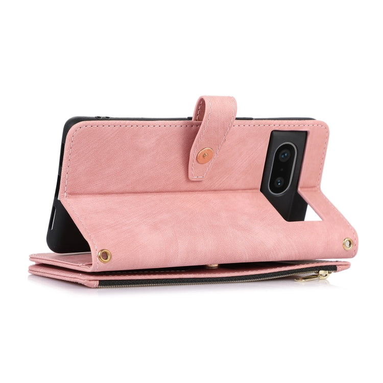 For Google Pixel 7 Dream 9-Card Wallet Zipper Bag Leather Phone Case(Pink) - Google Cases by PMC Jewellery | Online Shopping South Africa | PMC Jewellery | Buy Now Pay Later Mobicred