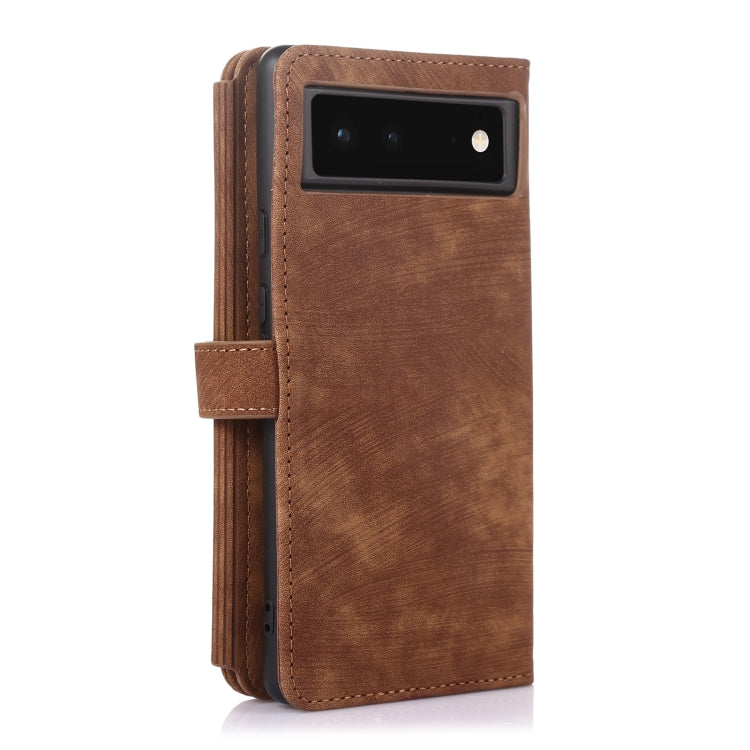 For Google Pixel 6 Dream 9-Card Wallet Zipper Bag Leather Phone Case(Brown) - Google Cases by PMC TechLife | Online Shopping South Africa | PMC TechLife | Buy Now Pay Later Mobicred