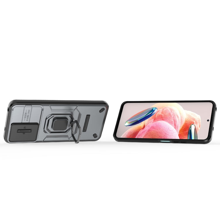 For Xiaomi Redmi Note 12 4G Global Sliding Camshield TPU + PC Shockproof Phone Case with Holder(Grey) - free shipping - PMC TechLife - Order now!