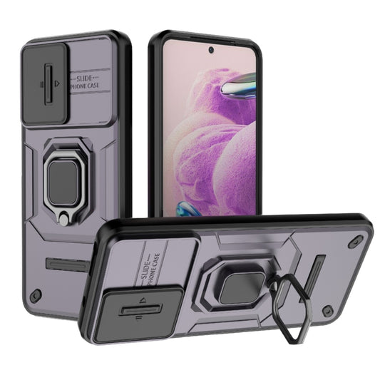 For Xiaomi Redmi Note 12S 4G Global Sliding Camshield TPU + PC Shockproof Phone Case with Holder(Purple) - Xiaomi Cases by PMC Jewellery | Online Shopping South Africa | PMC Jewellery | Buy Now Pay Later Mobicred