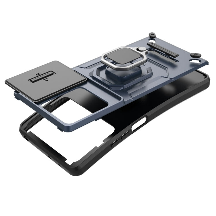 For Xiaomi Redmi Note 13R Pro 5G Sliding Camshield TPU + PC Shockproof Phone Case with Holder(Green) - Xiaomi Cases by PMC TechLife | Online Shopping South Africa | PMC TechLife | Buy Now Pay Later Mobicred
