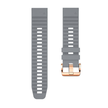For Garmin Fenix 7S / 6S Pro / 5S Plus 20mm Rose Gold Buckle Quick Release Silicone Watch Band(Grey) - Watch Bands by PMC Jewellery | Online Shopping South Africa | PMC Jewellery