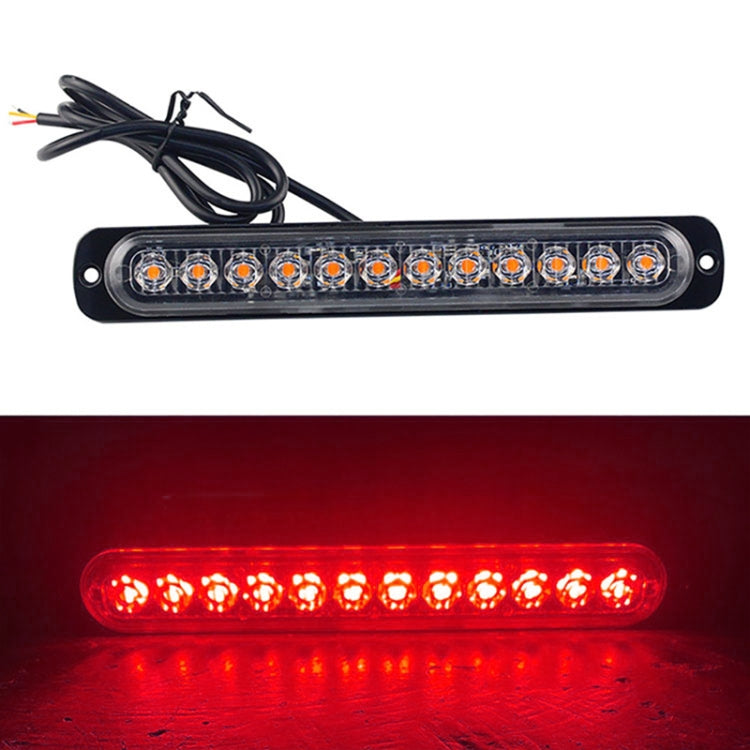 DC12V-24V / 36W Car Truck Emergency Strobe Flash Warning Light 12LEDs Long Ultra-thin Side Lights(Red) - Warning Lights by PMC Jewellery | Online Shopping South Africa | PMC Jewellery | Buy Now Pay Later Mobicred