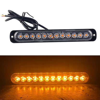 DC12V-24V / 36W Car Truck Emergency Strobe Flash Warning Light 12LEDs Long Ultra-thin Side Lights(Yellow) - Warning Lights by PMC Jewellery | Online Shopping South Africa | PMC Jewellery | Buy Now Pay Later Mobicred