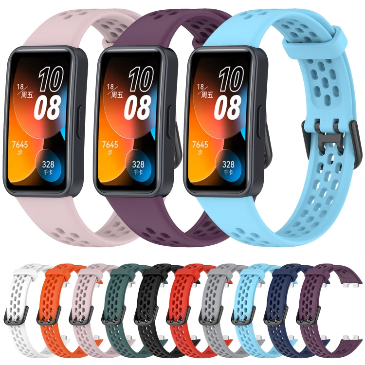 For Huawei Band 8 Solid Color Breathable Silicone Watch Band(Purple) - Watch Bands by PMC Jewellery | Online Shopping South Africa | PMC Jewellery