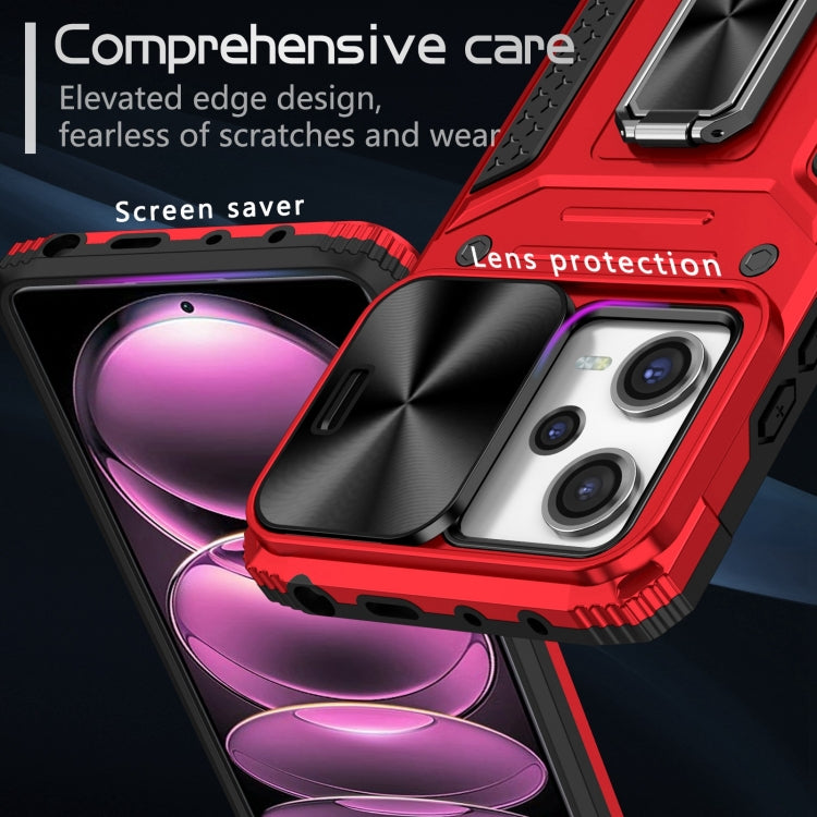 For Redmi Note 12 Pro Global Camshield Robot TPU Hybrid PC Phone Case(Red) - Xiaomi Cases by PMC TechLife | Online Shopping South Africa | PMC TechLife | Buy Now Pay Later Mobicred
