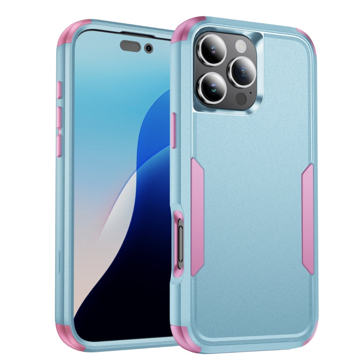 For iPhone 16 Pro Commuter Shockproof TPU + PC Phone Case(Grey Green+Pink) - iPhone 16 Pro Cases by PMC Jewellery | Online Shopping South Africa | PMC Jewellery | Buy Now Pay Later Mobicred