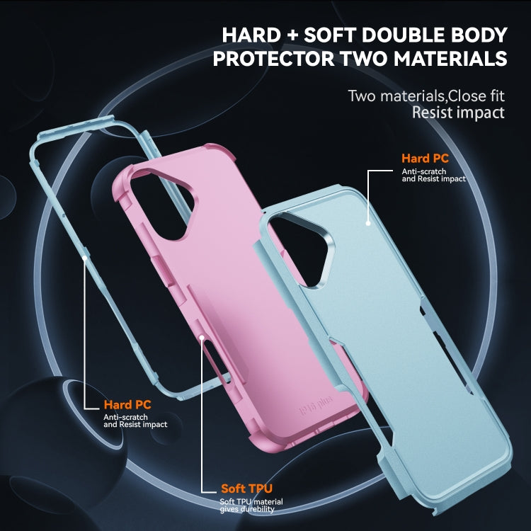 For iPhone 16 Commuter Shockproof TPU + PC Phone Case(Grey Green+Pink) - iPhone 16 Cases by PMC TechLife | Online Shopping South Africa | PMC TechLife | Buy Now Pay Later Mobicred