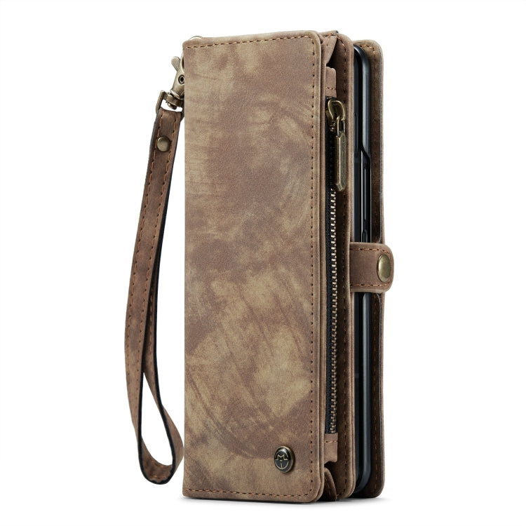 For Samsung Galaxy Z Fold5 CaseMe 008 Multifunctional Zipper Wallet Phone Leather Case(Brown) - Galaxy Z Fold5 Cases by CaseMe | Online Shopping South Africa | PMC Jewellery | Buy Now Pay Later Mobicred