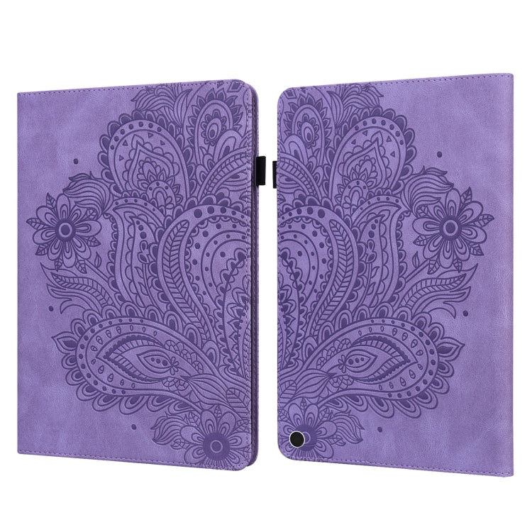 For Google Pixel Tablet Peacock Embossed Pattern Leather Tablet Case(Purple) - Google by PMC TechLife | Online Shopping South Africa | PMC TechLife | Buy Now Pay Later Mobicred