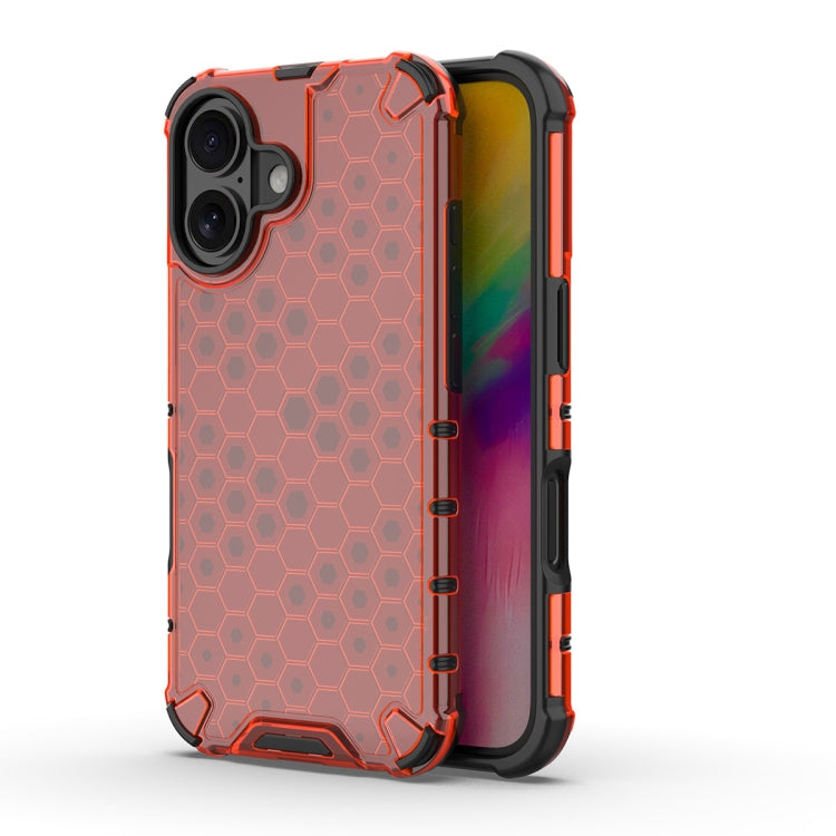 For iPhone 16 Honeycomb Shockproof Phone Case(Red) - iPhone 16 Cases by PMC TechLife | Online Shopping South Africa | PMC TechLife | Buy Now Pay Later Mobicred