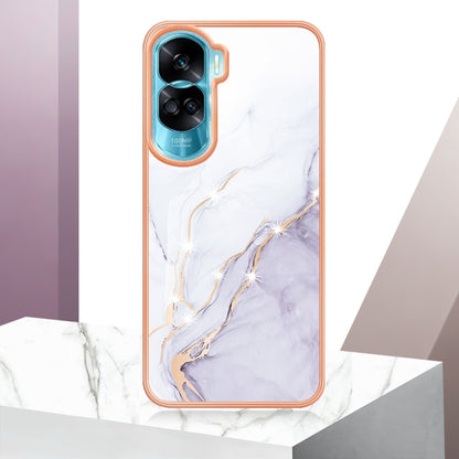 For Honor 90 Lite 5G Electroplating Marble Dual-side IMD Phone Case(White 006) - Honor Cases by PMC Jewellery | Online Shopping South Africa | PMC Jewellery | Buy Now Pay Later Mobicred