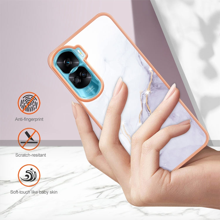 For Honor 90 Lite 5G Electroplating Marble Dual-side IMD Phone Case(White 006) - Honor Cases by PMC Jewellery | Online Shopping South Africa | PMC Jewellery | Buy Now Pay Later Mobicred