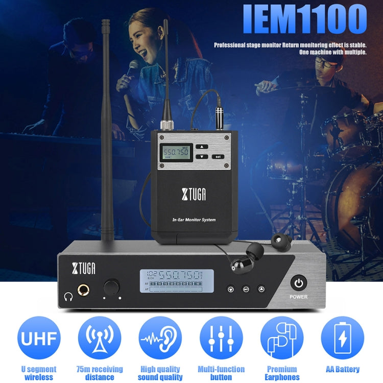 XTUGA  IEM1100 Professional Wireless In Ear Monitor System 5 BodyPacks(UK Plug) - Microphone by XTUGA | Online Shopping South Africa | PMC Jewellery | Buy Now Pay Later Mobicred