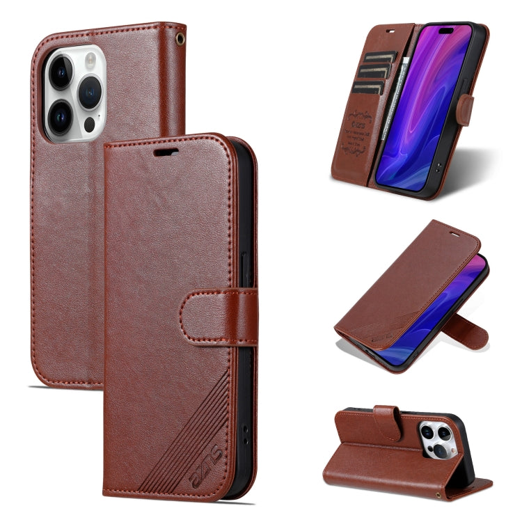 For iPhone 16 Pro AZNS Sheepskin Texture Flip Leather Phone Case(Brown) - iPhone 16 Pro Cases by AZNS | Online Shopping South Africa | PMC Jewellery | Buy Now Pay Later Mobicred