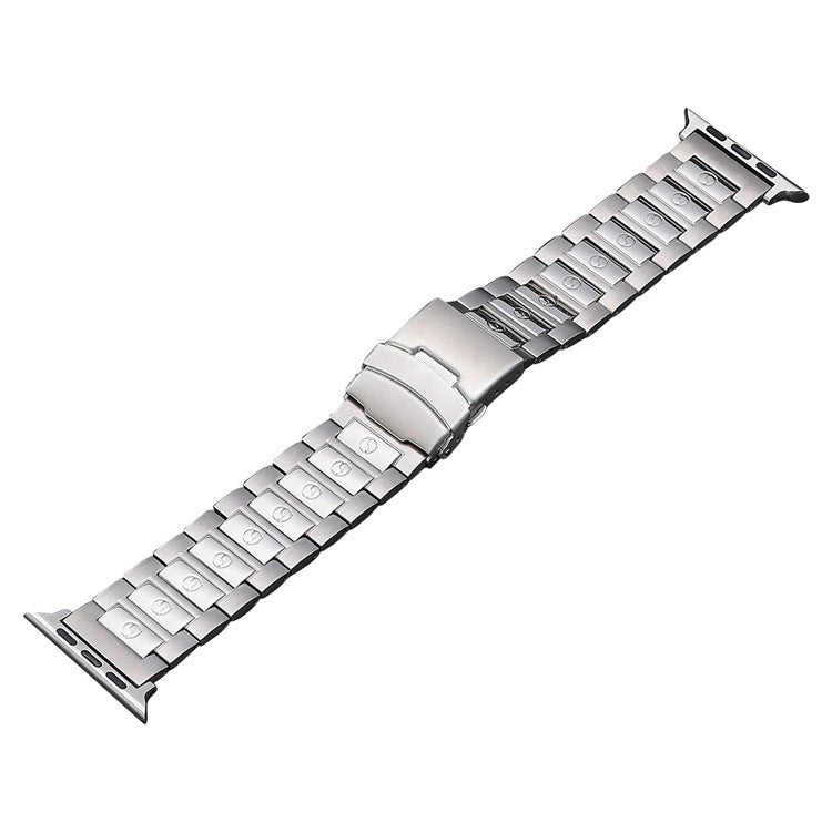 For Apple Watch 42mm Safety Buckle Titanium Steel Watch Band(Silver) - Watch Bands by PMC Jewellery | Online Shopping South Africa | PMC Jewellery