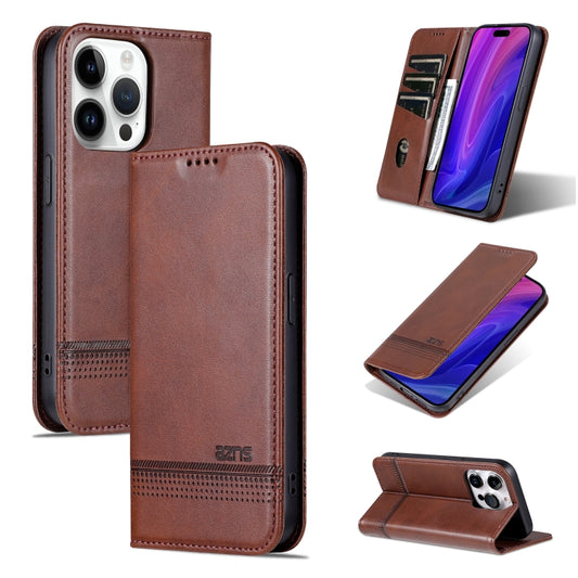 For iPhone 16 Pro AZNS Magnetic Calf Texture Flip Leather Phone Case(Dark Brown) - iPhone 16 Pro Cases by AZNS | Online Shopping South Africa | PMC Jewellery | Buy Now Pay Later Mobicred