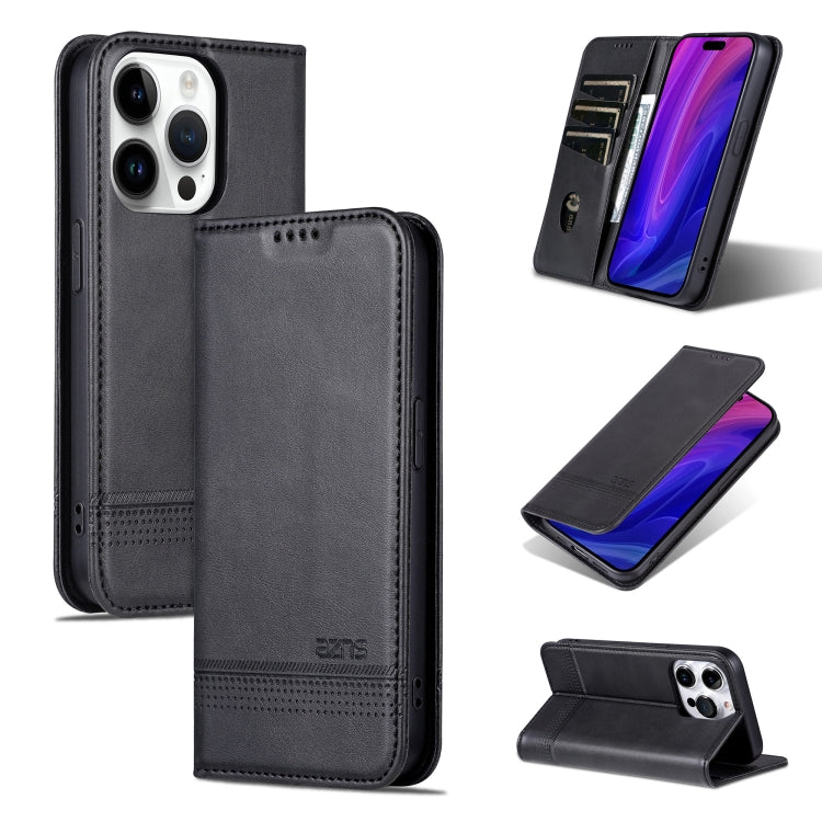 For iPhone 16 Pro AZNS Magnetic Calf Texture Flip Leather Phone Case(Black) - iPhone 16 Pro Cases by AZNS | Online Shopping South Africa | PMC Jewellery | Buy Now Pay Later Mobicred