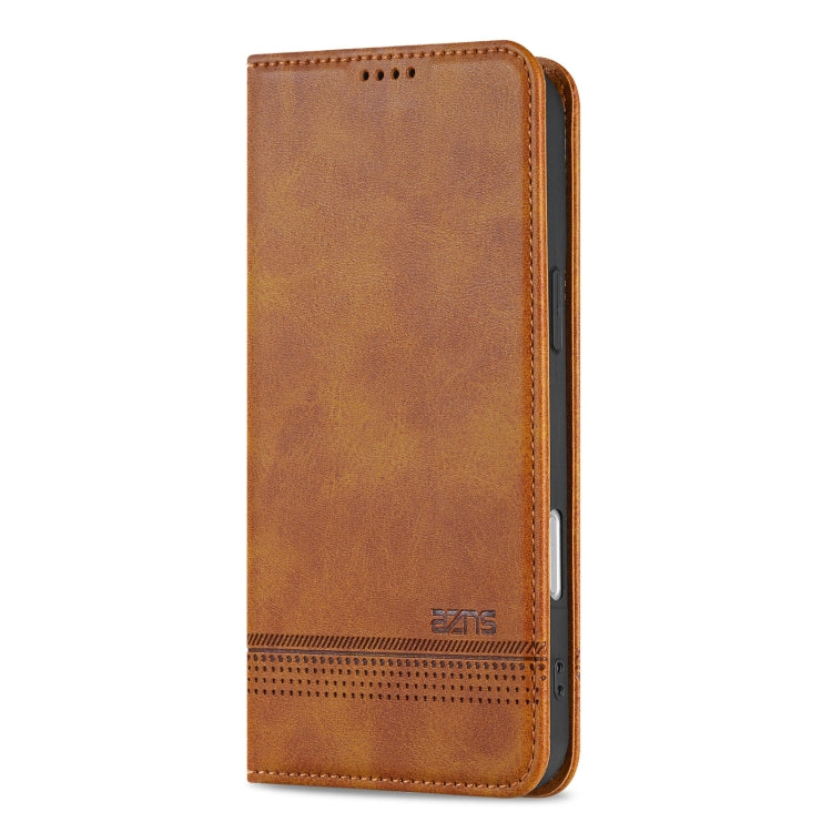 For iPhone 16 Plus AZNS Magnetic Calf Texture Flip Leather Phone Case(Light Brown) - iPhone 16 Plus Cases by AZNS | Online Shopping South Africa | PMC Jewellery | Buy Now Pay Later Mobicred