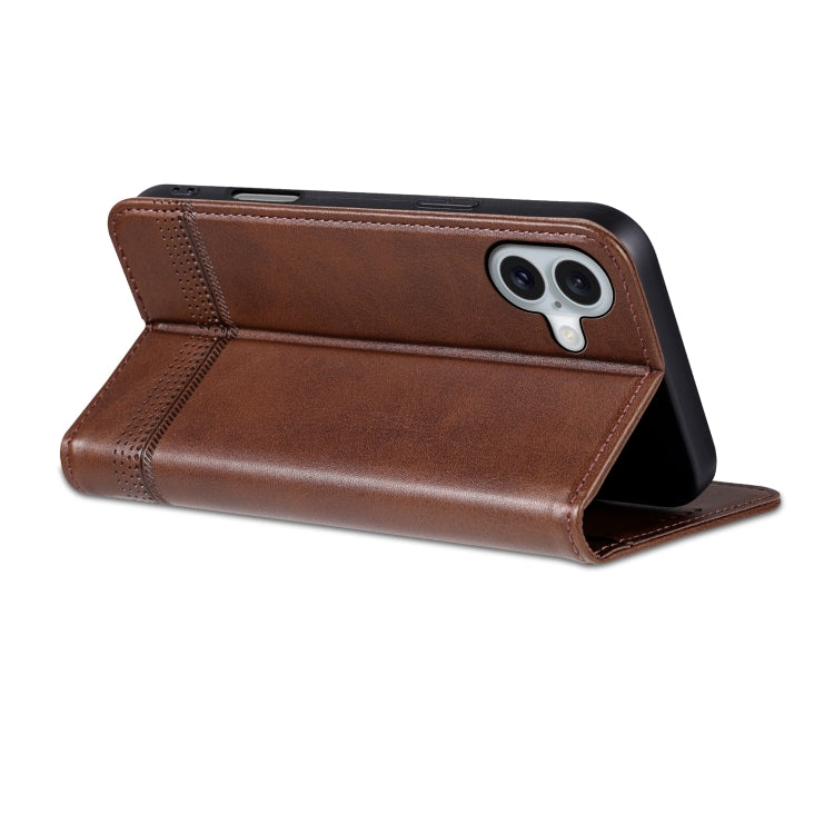 For iPhone 16 AZNS Magnetic Calf Texture Flip Leather Phone Case(Dark Brown) - iPhone 16 Cases by AZNS | Online Shopping South Africa | PMC Jewellery | Buy Now Pay Later Mobicred