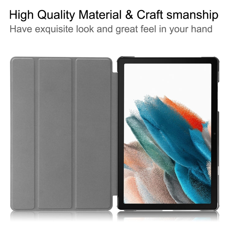 For Samsung Galaxy Tab A9 Custer Painted 3-Fold Holder Smart Leather Tablet Case(Big Eye) - Galaxy Tab A9 by PMC TechLife | Online Shopping South Africa | PMC TechLife