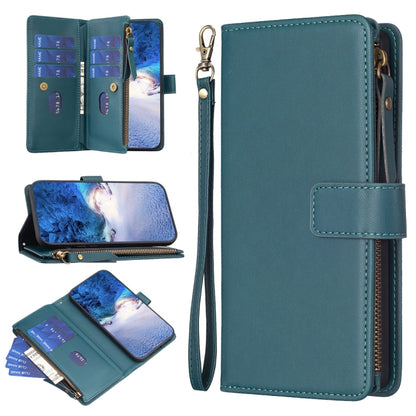 For OPPO A58 4G 9 Card Slots Zipper Wallet Leather Flip Phone Case(Green) - OPPO Cases by PMC Jewellery | Online Shopping South Africa | PMC Jewellery | Buy Now Pay Later Mobicred