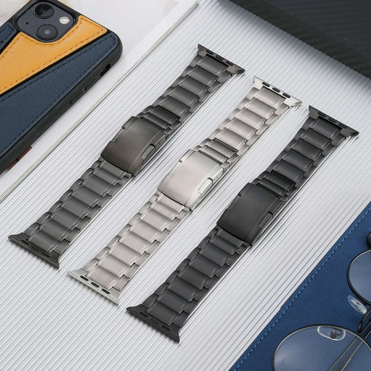 For Apple Watch Series 7 45mm Five Beads Turtle Buckle Titanium Steel Watch Band(Grey) - Watch Bands by PMC Jewellery | Online Shopping South Africa | PMC Jewellery