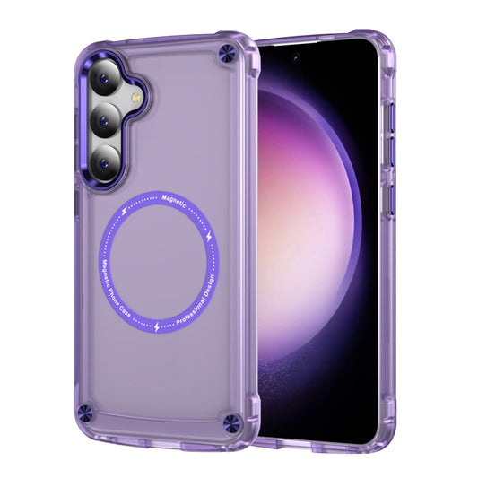 For Samsung Galaxy S25 5G Skin Feel TPU + PC MagSafe Magnetic Phone Case(Transparent Purple) - Galaxy S25 5G Cases by PMC Jewellery | Online Shopping South Africa | PMC Jewellery | Buy Now Pay Later Mobicred