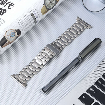 For Apple Watch Series 8 41mm Five Beads Titanium Steel Watch Band(Silver) - Watch Bands by PMC Jewellery | Online Shopping South Africa | PMC Jewellery