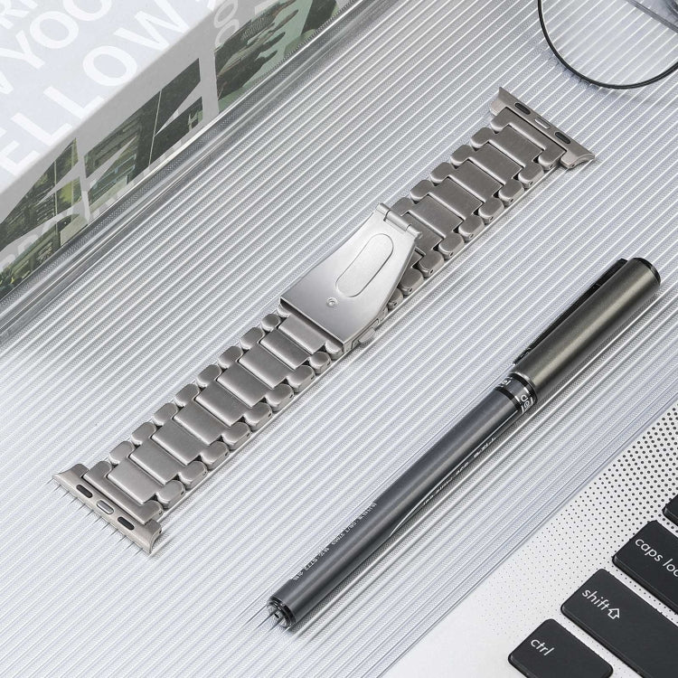 For Apple Watch Series 8 45mm Five Beads Titanium Steel Watch Band(Silver) - Watch Bands by PMC Jewellery | Online Shopping South Africa | PMC Jewellery