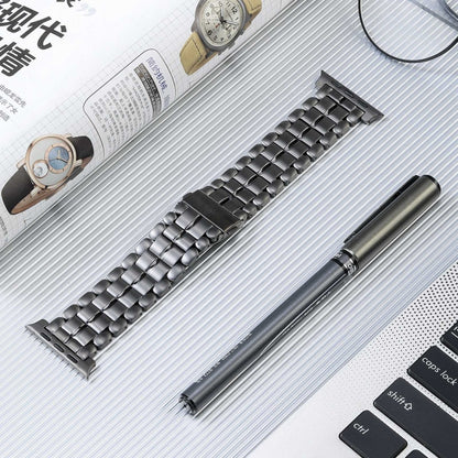 For Apple Watch Series 2 38mm Five Beads Titanium Steel Watch Band(Grey) - Watch Bands by PMC Jewellery | Online Shopping South Africa | PMC Jewellery