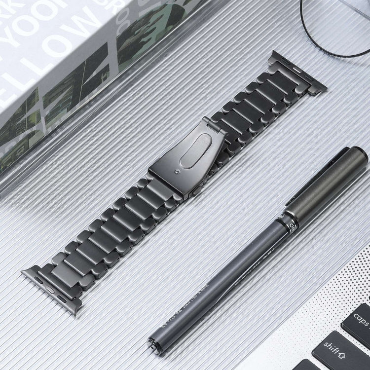 For Apple Watch 38mm Five Beads Titanium Steel Watch Band(Grey) - Watch Bands by PMC TechLife | Online Shopping South Africa | PMC TechLife