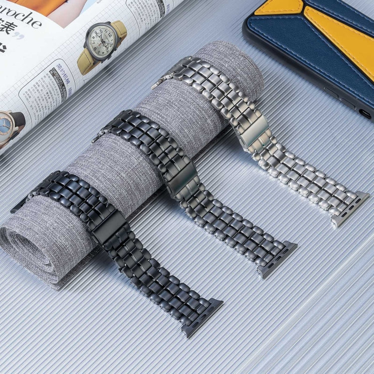 For Apple Watch SE 40mm Five Beads Titanium Steel Watch Band(Black) - Watch Bands by PMC TechLife | Online Shopping South Africa | PMC TechLife