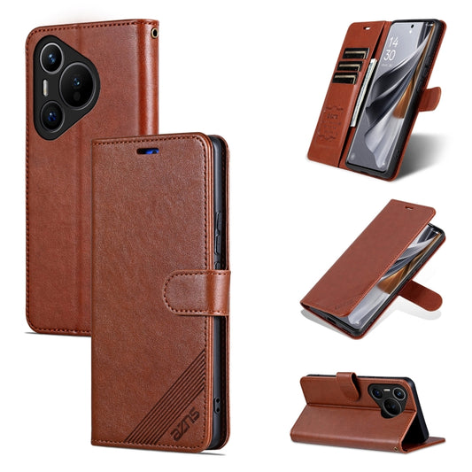 For Huawei Pura 70 AZNS Sheepskin Texture Flip Leather Phone Case(Brown) - Huawei Cases by AZNS | Online Shopping South Africa | PMC Jewellery | Buy Now Pay Later Mobicred