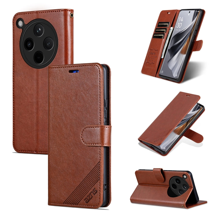 For OPPO Find X8 AZNS Sheepskin Texture Flip Leather Phone Case(Brown) - Find X8 Cases by AZNS | Online Shopping South Africa | PMC Jewellery | Buy Now Pay Later Mobicred