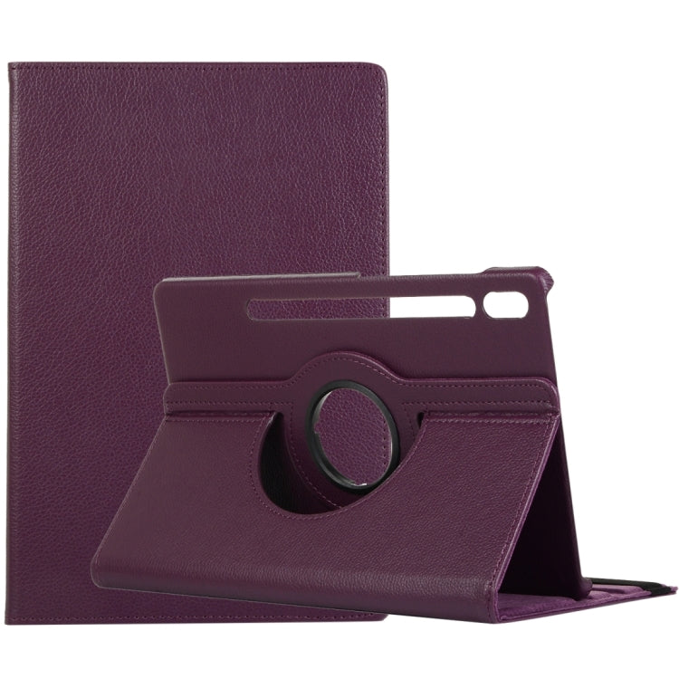 For Samsung Galaxy Tab S9+ / Tab S10+ 360 Degrees Rotation Holder Litchi Texture Leather Tablet Case(Purple) - Galaxy Tab S9+ Cases by PMC Jewellery | Online Shopping South Africa | PMC Jewellery | Buy Now Pay Later Mobicred