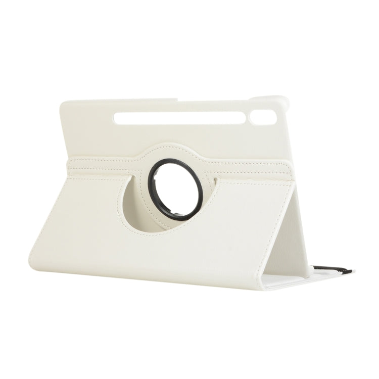 For Samsung Galaxy Tab S9 Ultra 360 Degrees Rotation Holder Litchi Texture Leather Tablet Case(White) - Galaxy Tab S9 Ultra Cases by PMC Jewellery | Online Shopping South Africa | PMC Jewellery | Buy Now Pay Later Mobicred