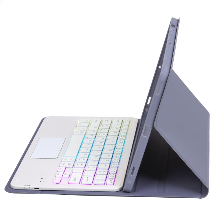 For Samsung Galaxy Tab S9 FE Candy Color Touch Backlight Bluetooth Keyboard Leather Tablet Case with Pen Holder(Purple) - Samsung Keyboard by PMC TechLife | Online Shopping South Africa | PMC TechLife