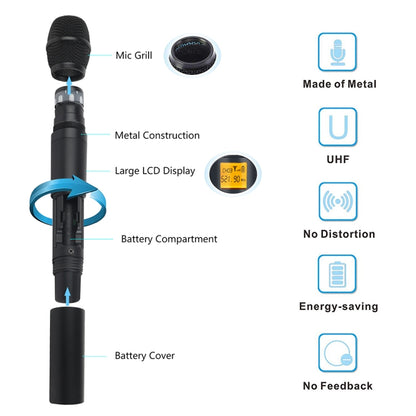 XTUGA A400-H Professional 4-Channel UHF Wireless Microphone System with 4 Handheld Microphone(US Plug) - Microphone by XTUGA | Online Shopping South Africa | PMC Jewellery | Buy Now Pay Later Mobicred