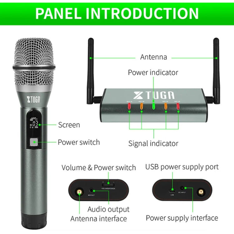 XTUGA U-F4600 Professional 4-Channel UHF Wireless Microphone System with 4 Handheld Microphone(US Plug) - Microphone by XTUGA | Online Shopping South Africa | PMC Jewellery | Buy Now Pay Later Mobicred