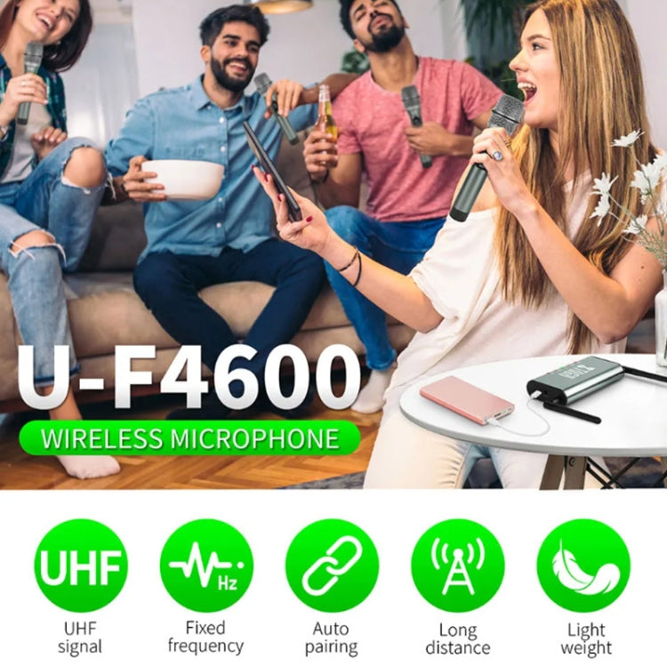 XTUGA U-F4600 Professional 4-Channel UHF Wireless Microphone System with 4 Handheld Microphone(UK Plug) - Microphone by XTUGA | Online Shopping South Africa | PMC TechLife | Buy Now Pay Later Mobicred