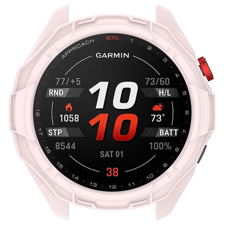 For Garmin Approach S70 47mm Armor Hollow Watch Protective Case(Light Pink) - Watch Cases by PMC TechLife | Online Shopping South Africa | PMC TechLife