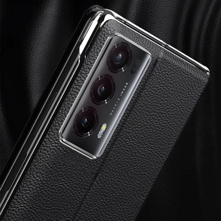 For Honor Magic V2 Smart View Window Plain Leather Phone Case(Black) - Honor Cases by PMC Jewellery | Online Shopping South Africa | PMC Jewellery